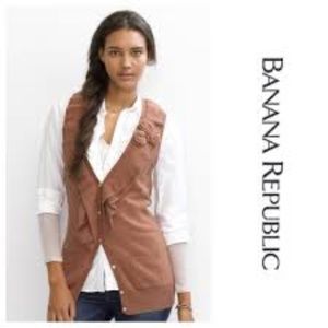 Banana Republic Rose Ruffle Cardigan Sweater Vest